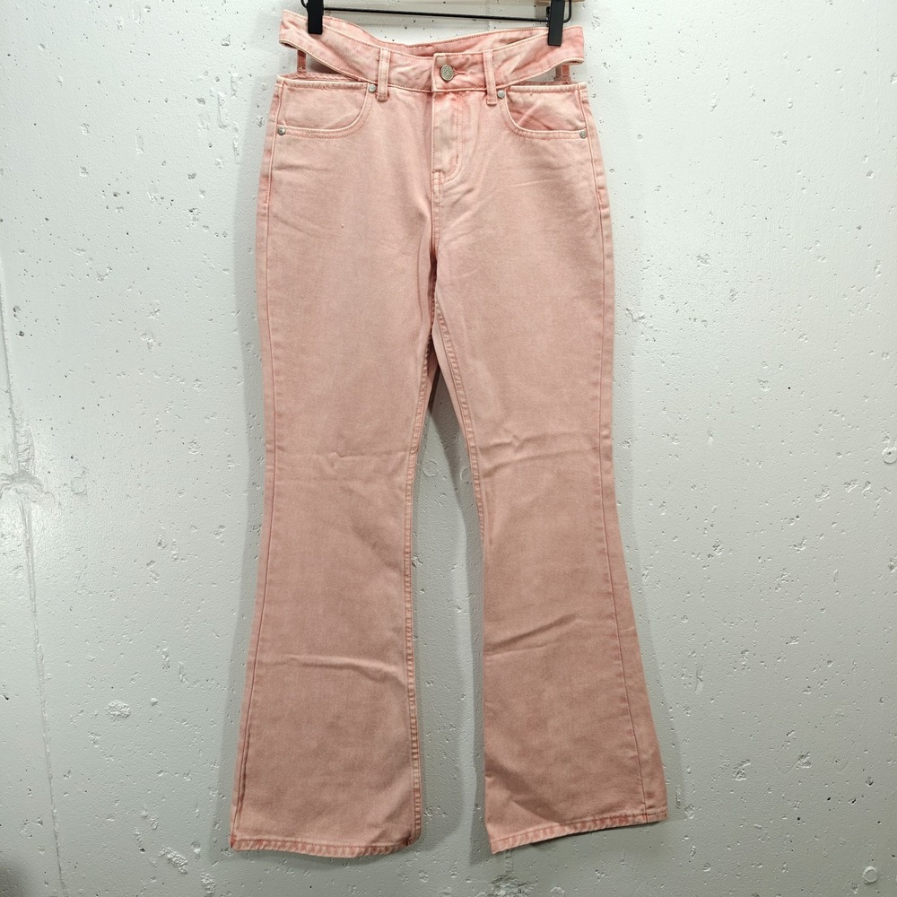 Milk It Jeans Womens Size 26 Mia Flare Hip‎ Cutout Pink Denim Pants Anthropolgie